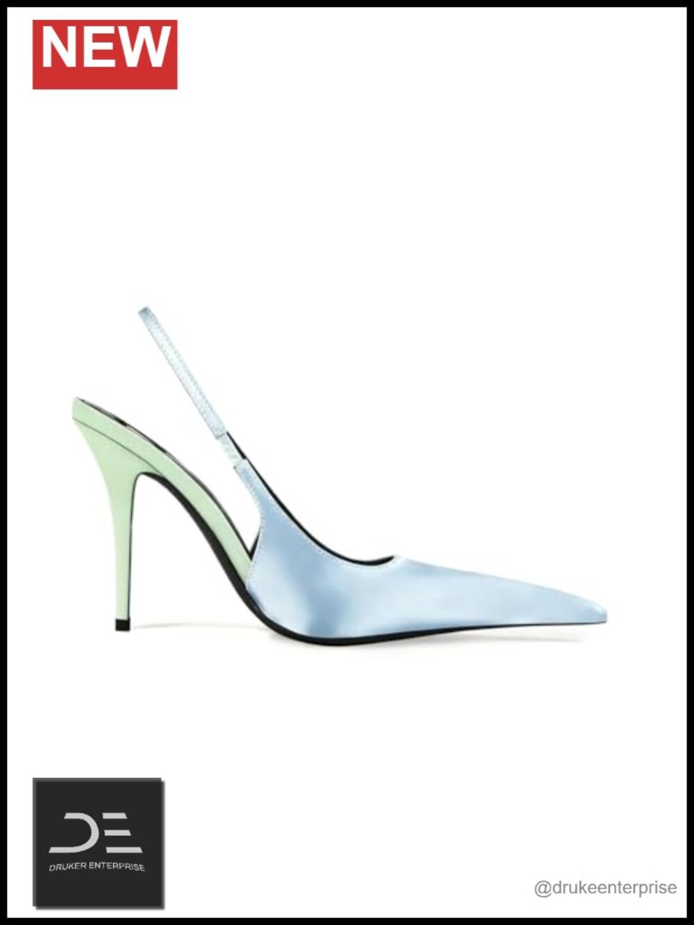 Satin Slingback Pumps Pointed Toe Stiletto Heels Colorblock Evening Wedding